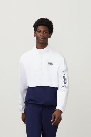 FILA Gus Half Zip Jackets White,Mens Clothing | CA.YFBPDJ973